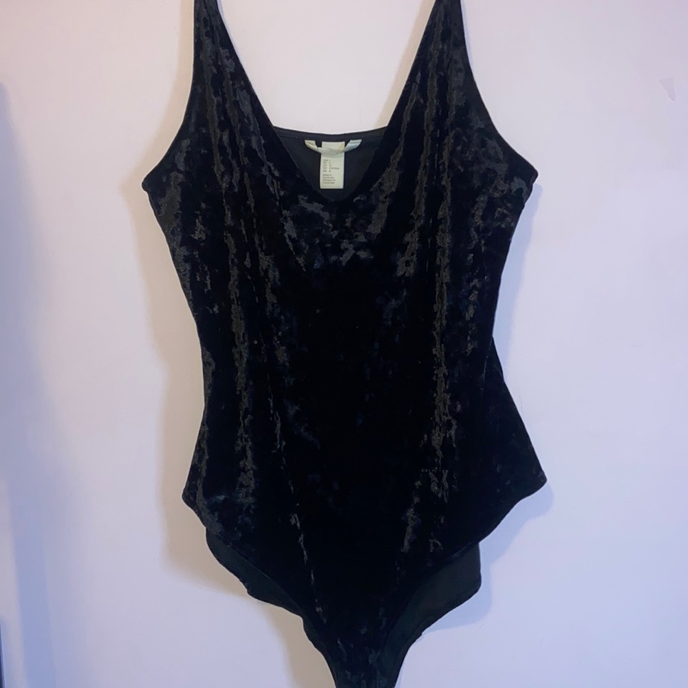 H&M Black velvet body suit. Size L. Gently worn.